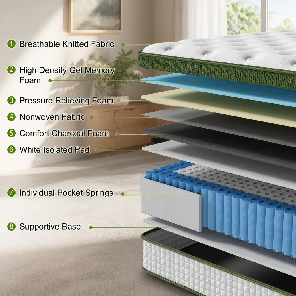 30cm King Single Hybrid Mattress