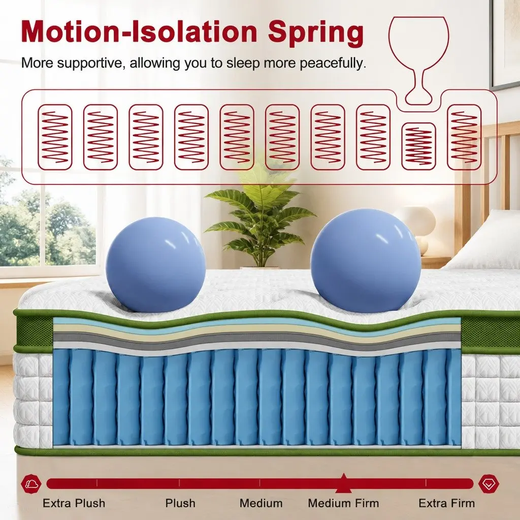 Queen Hybrid Mattress 30cm Gel Memory Foam 5 Zone Pocket Spring Cooling Medium