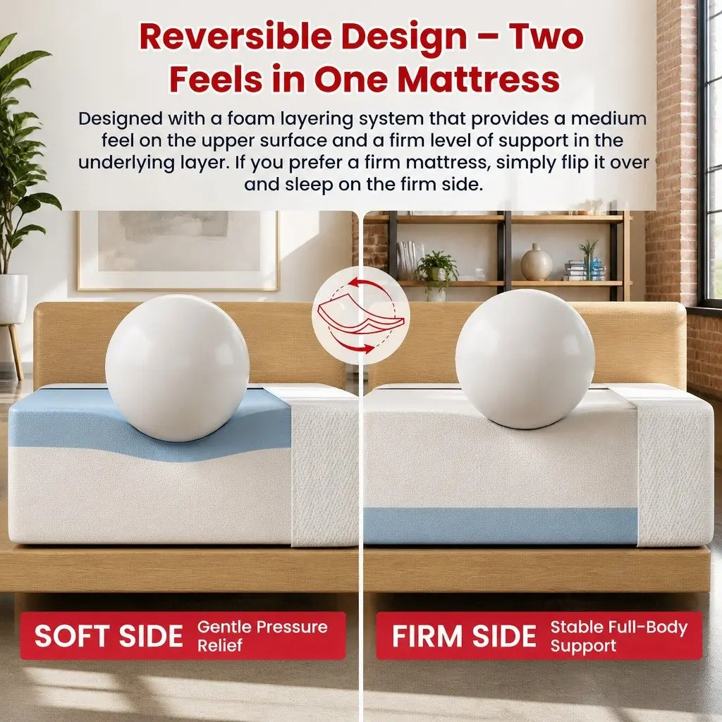 Double Memory Foam Mattress Reversible 20cm Medium Soft White
