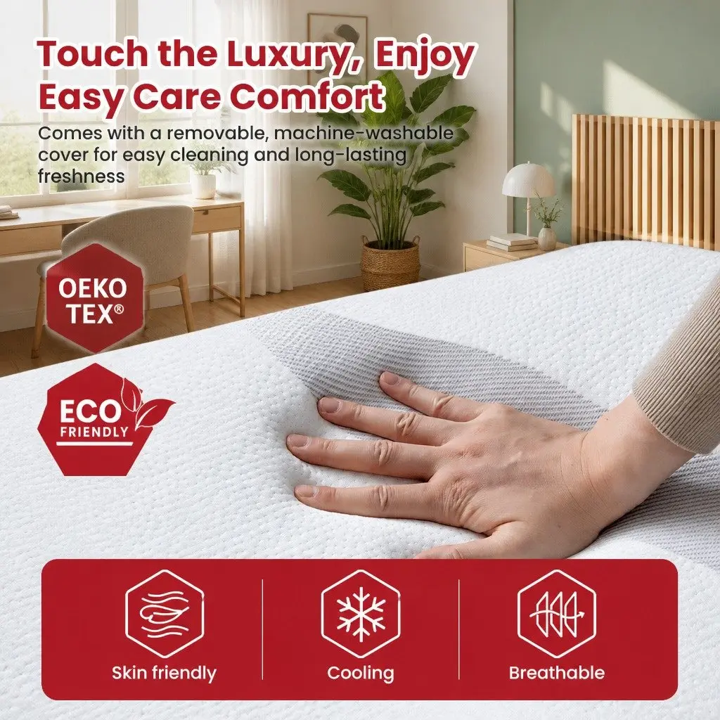 King Single Mattress 20cm Gel Memory Foam Reversible Dual-Sided Medium Soft Firm