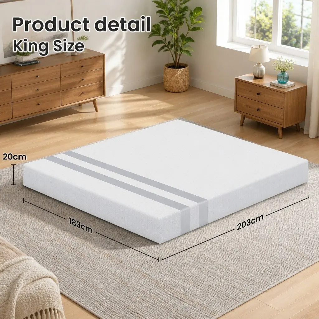 King Size Memory Foam Mattress Gel Infused 20cm Reversible Medium Soft