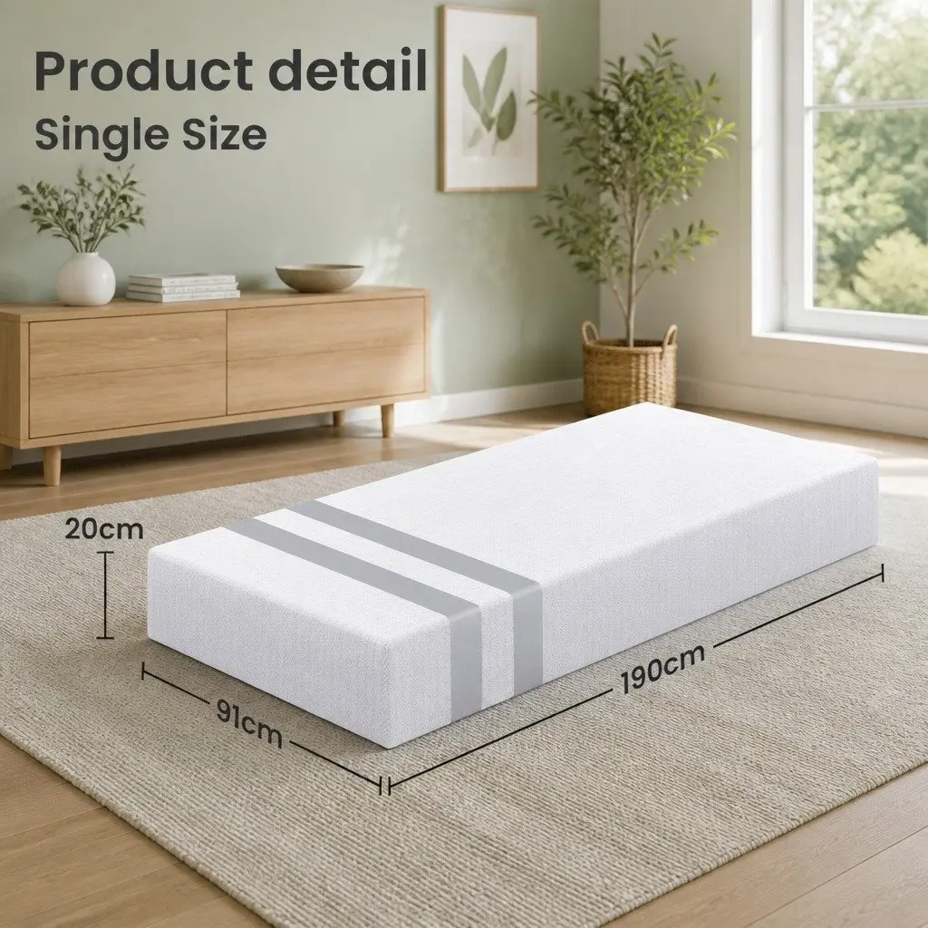 Single Mattress Gel-Infused Memory Foam Medium Soft 20cm Reversible White