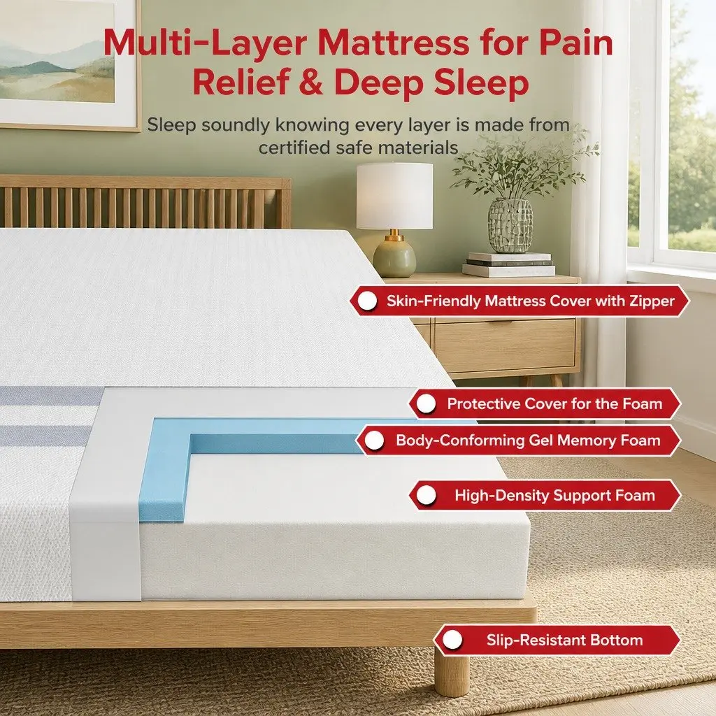 Single Mattress Gel-Infused Memory Foam Medium Soft 20cm Reversible White