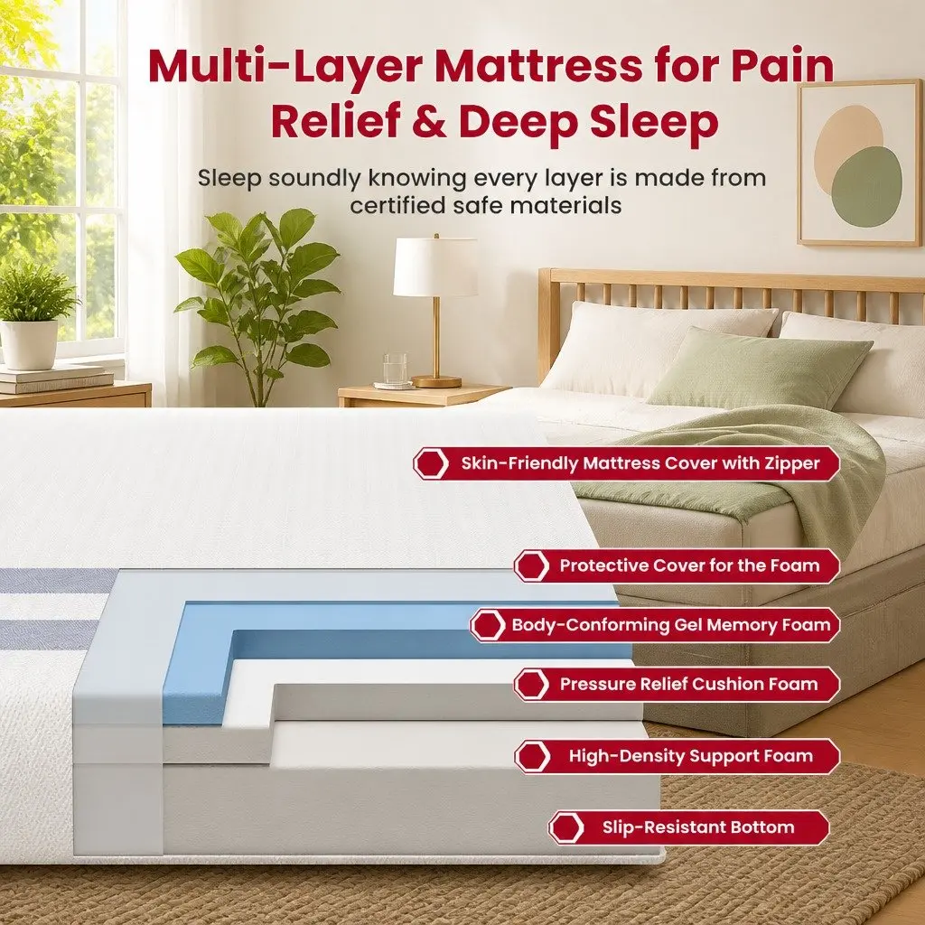 Double Memory Foam Mattress Reversible 25cm Medium Firm