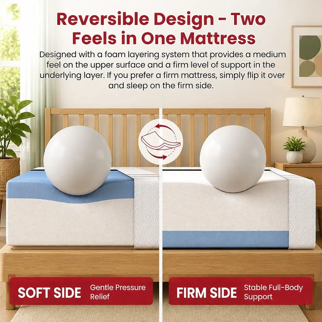 Double Memory Foam Mattress Reversible 25cm Medium Firm