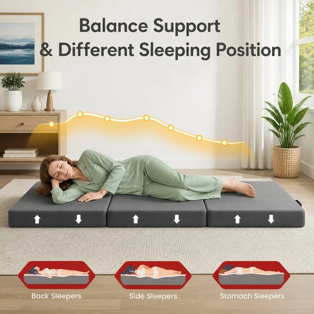 Single Folding Mattress 180x70cm Trifold Foam Bed Portable Travel Guest Room
