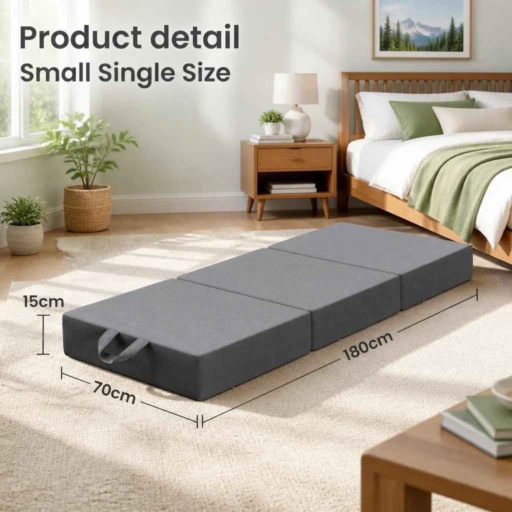 Single Folding Mattress 15cm Foam Trifold Portable Camping Guest Room Travel Bed
