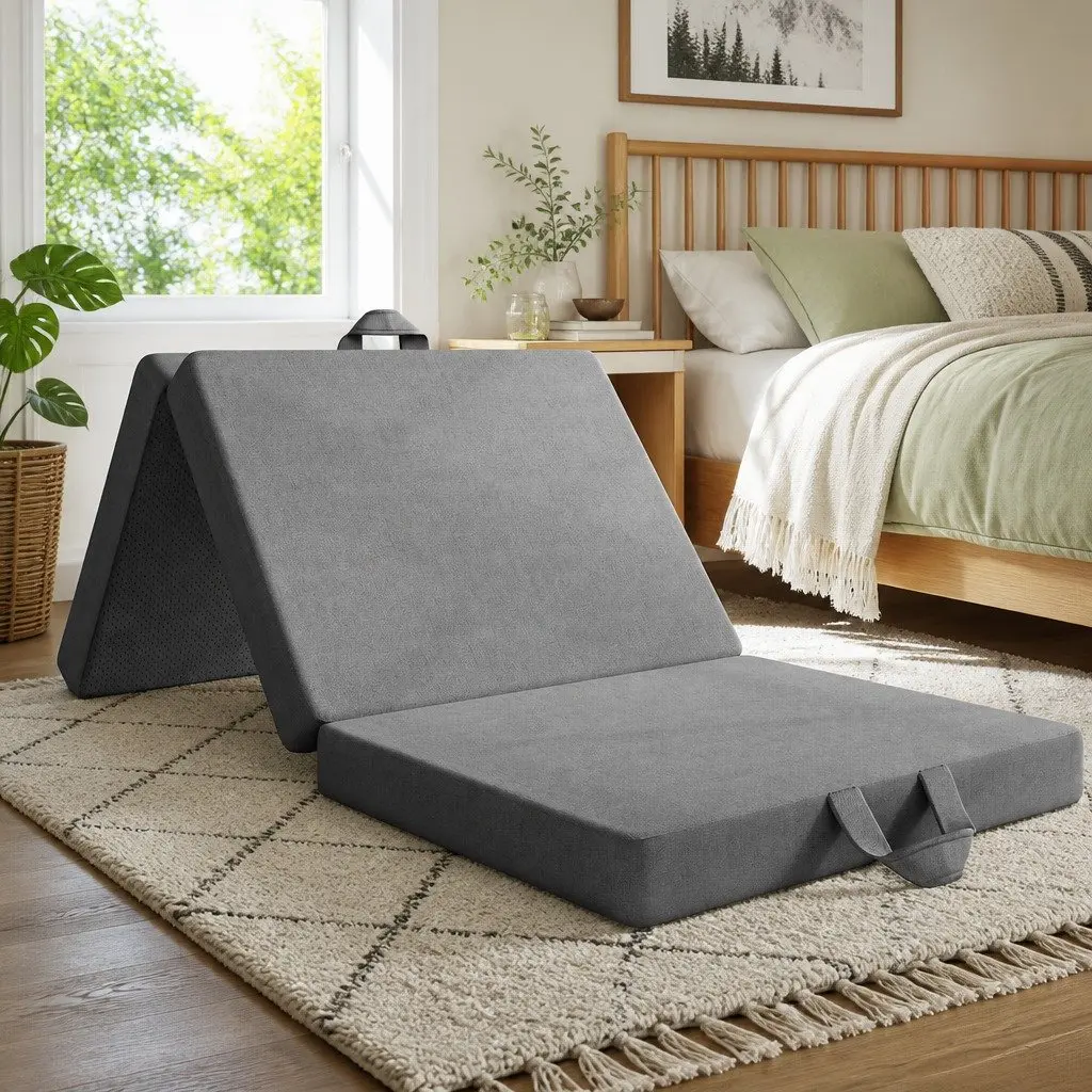 Single Folding Mattress 15cm Foam Trifold Portable Camping Guest Room Travel Bed