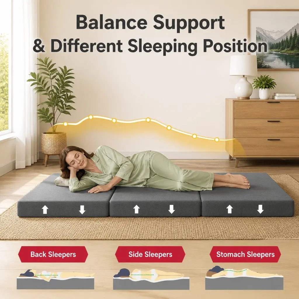 Single Folding Mattress 15cm Foam Trifold Portable Camping Guest Room Travel Bed