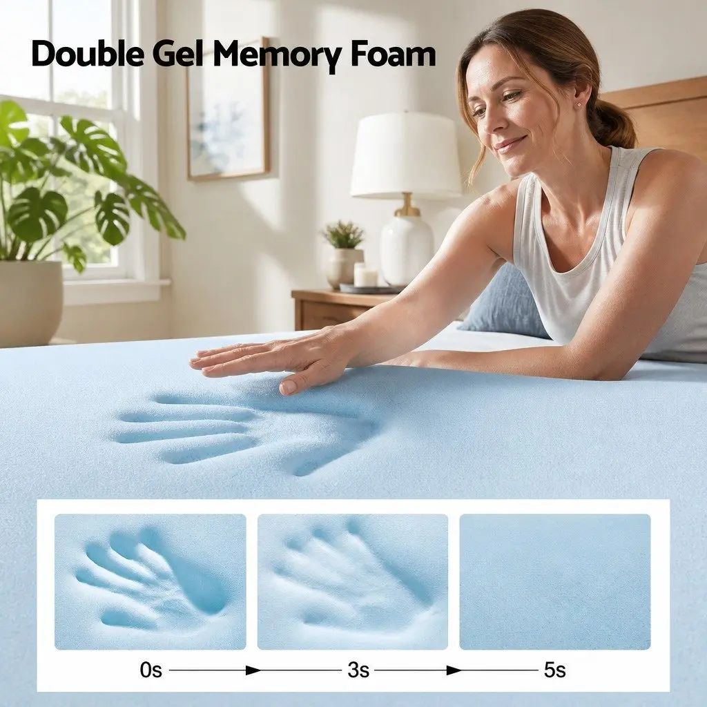 Double Mattress 34cm Medium Soft Hybrid Pocket Spring Cooling Boxed Mattress