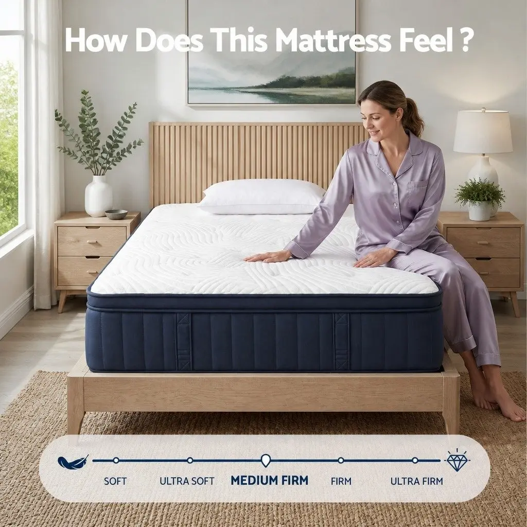 Queen Mattress 34cm Medium Firm Pocket Spring Hybrid Cooling Mattress Boxed