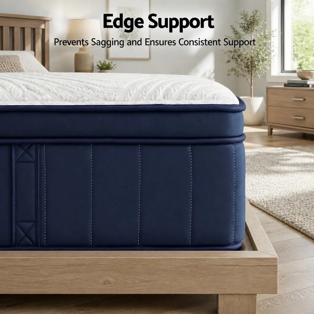 Queen Mattress 34cm Medium Firm Pocket Spring Hybrid Cooling Mattress Boxed