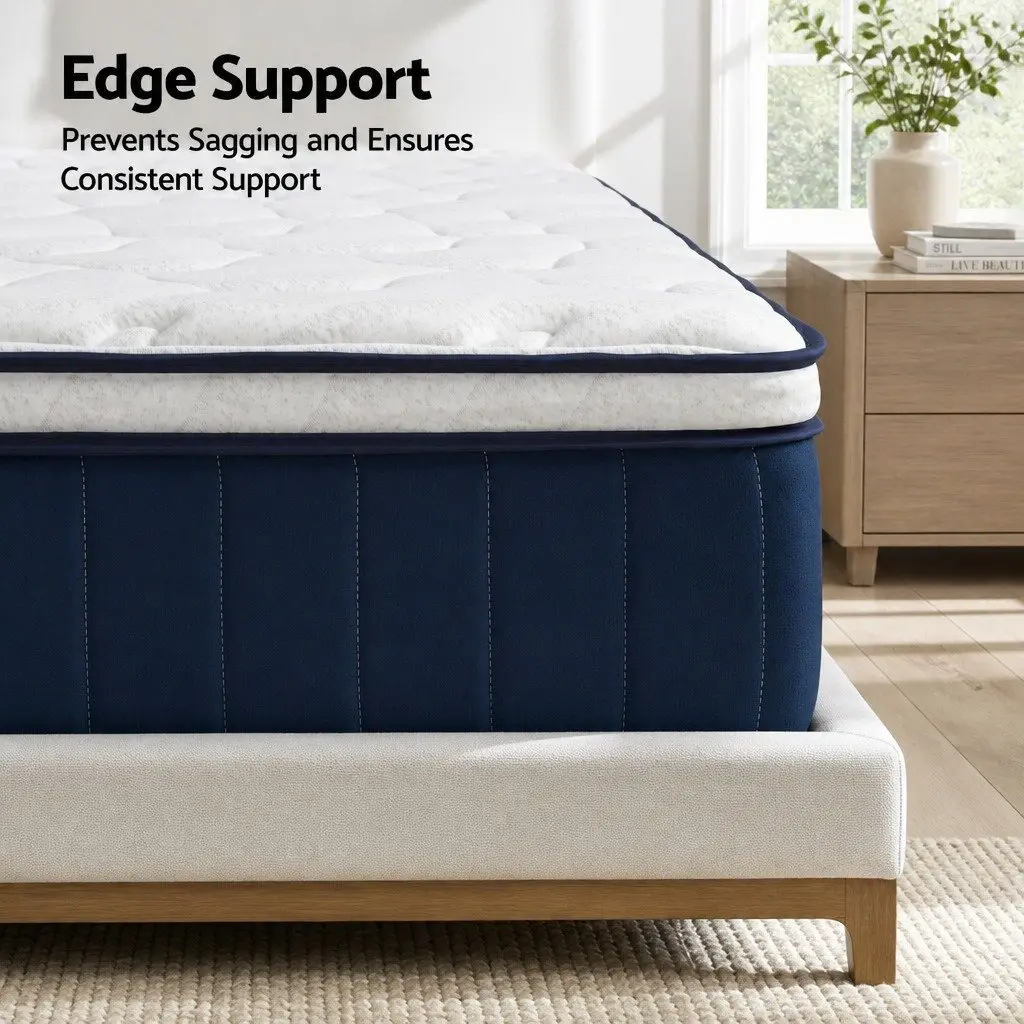 King Single Mattress Hybrid 30cm Medium Firm with Pocket Spring and Latex Lumbar Support