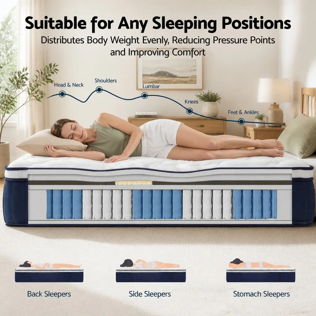 Single Mattress 30cm Medium Firm Orthopedic Latex Pocket Spring with Lumbar Support