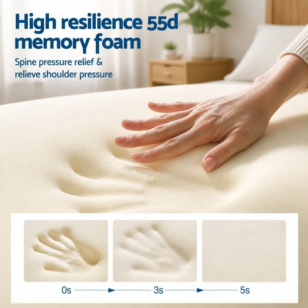 Memory Foam Pillow Dual-Sided Cooling Neck Support 65x40x14cm