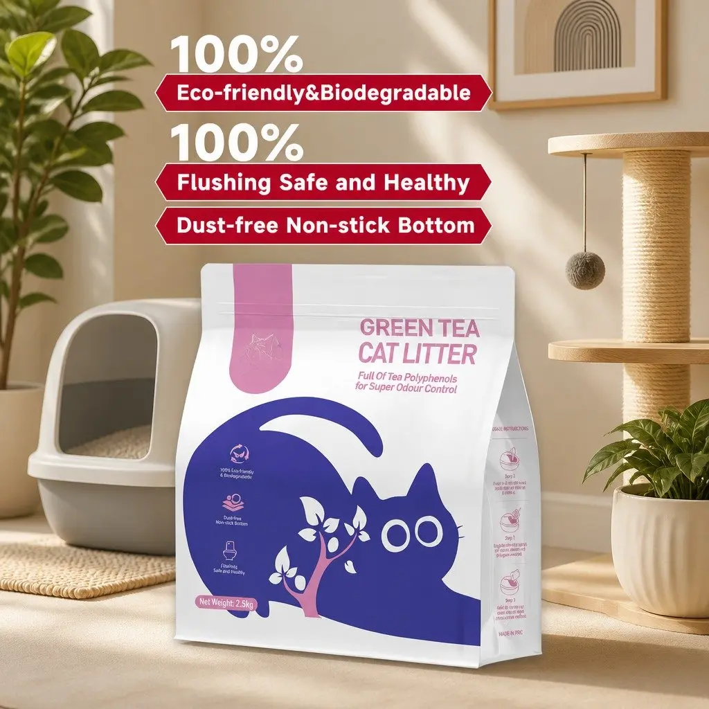 Cat Litter Clumping Green Tea 7.5kg Dust Free Natural Flushable