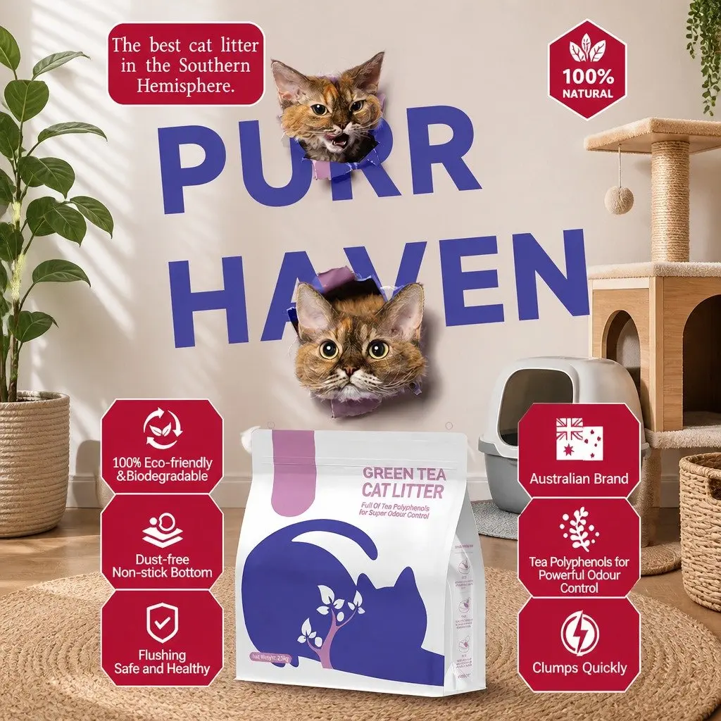 Cat Litter Clumping Green Tea 7.5kg Dust Free Natural Flushable