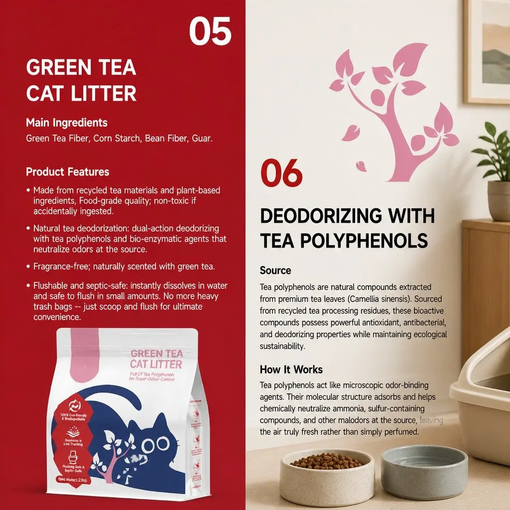 Cat Litter Clumping Green Tea 7.5kg Dust Free Natural Flushable