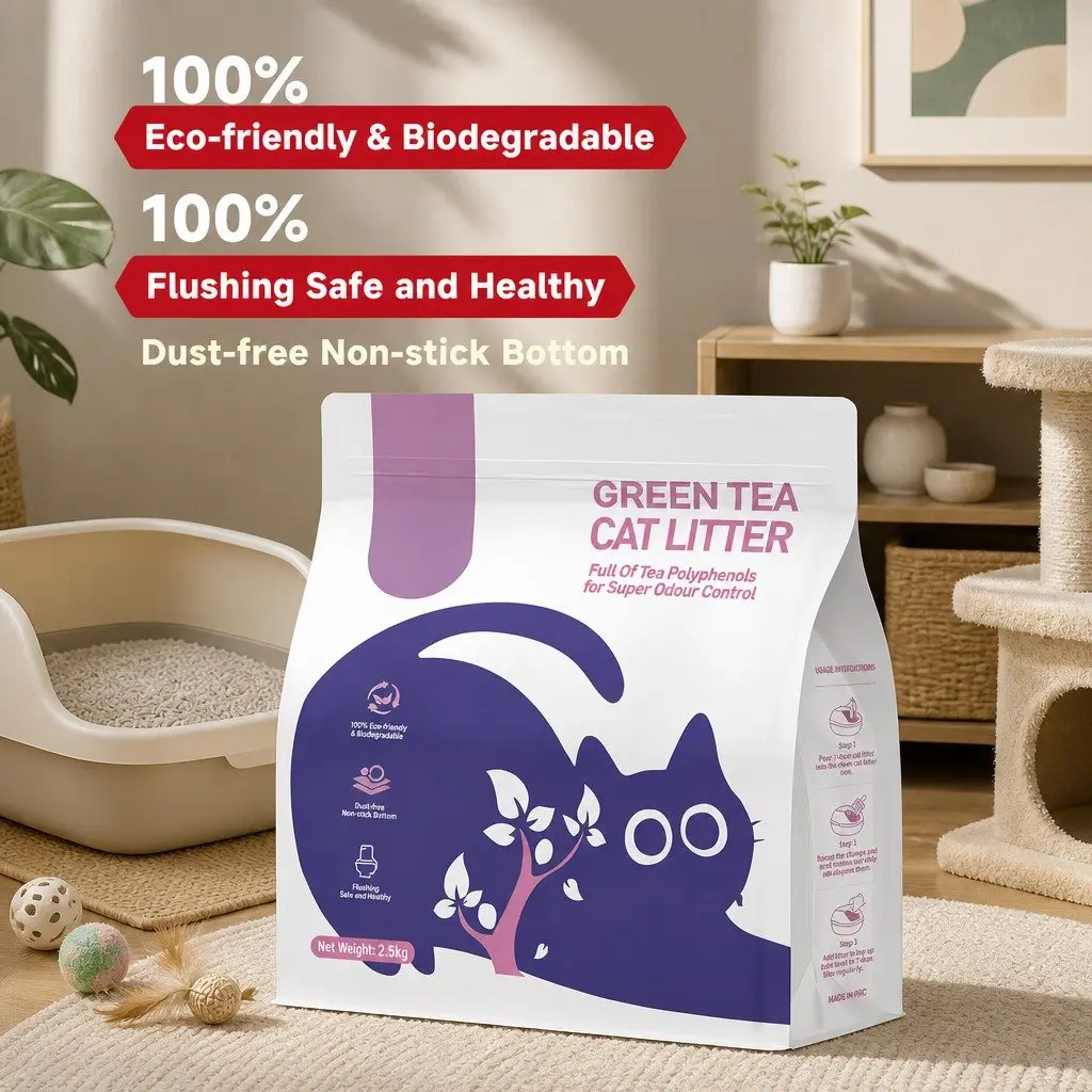 Cat Litter Clumping Green Tea 30kg 12 Pack Dust Free Natural Flushable Easy