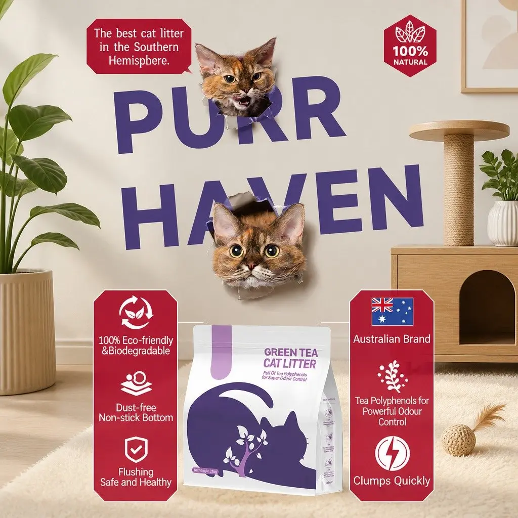 Cat Litter Clumping Green Tea 30kg 12 Pack Dust Free Natural Flushable Easy