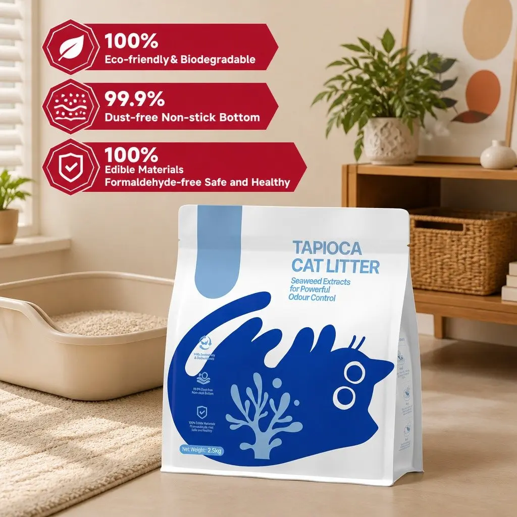 Tapioca Clumping Cat Litter 30kg 12 Pack Dust Free Plant-Based Odour Control