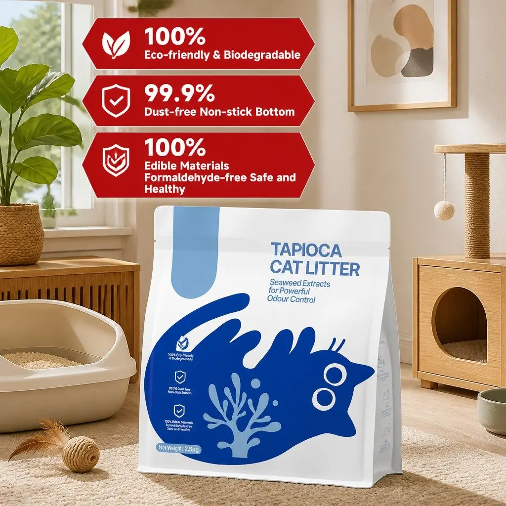 Tapioca-Based Cat Litter 15kg 6 Pack for Easy Care
