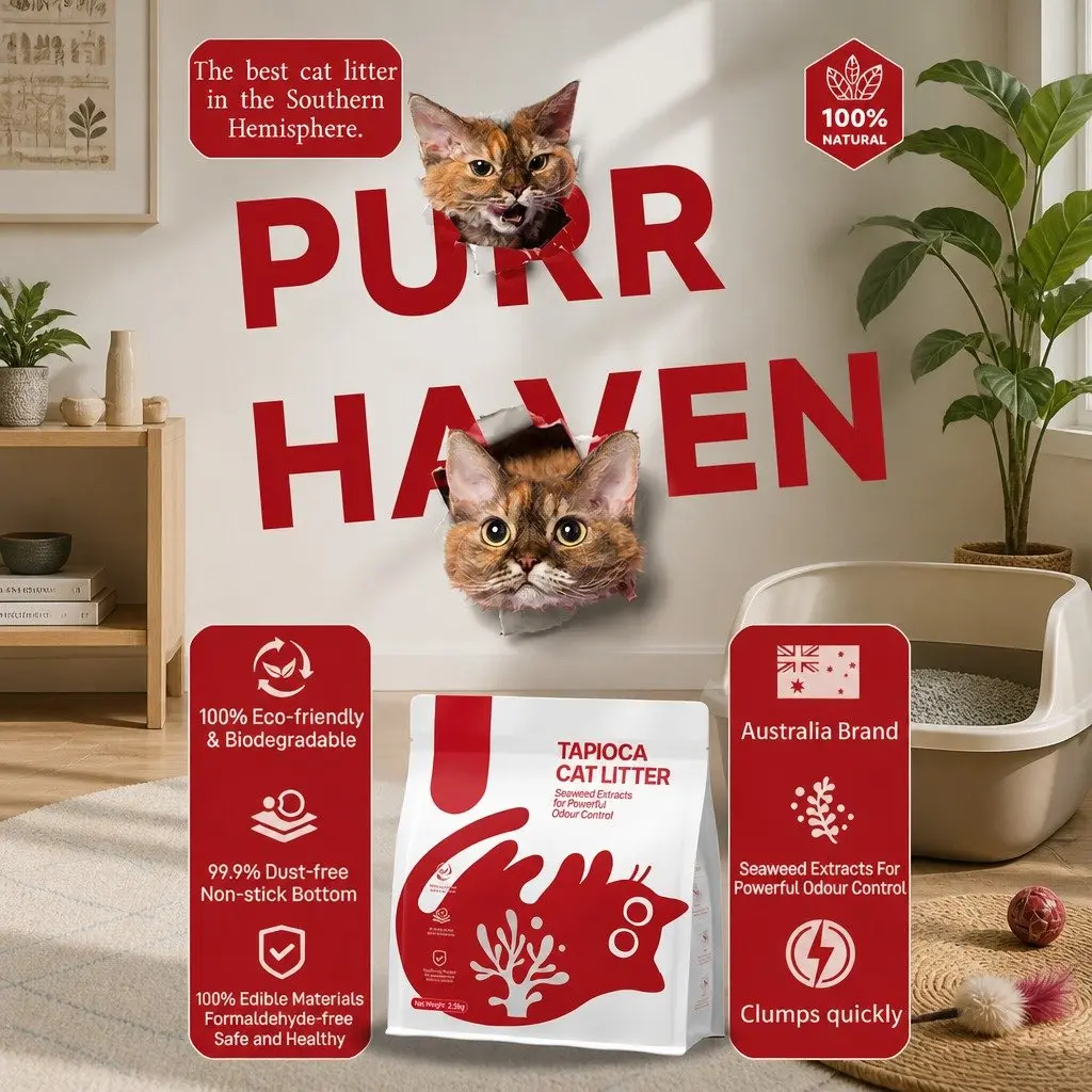 Tapioca-Based Cat Litter 15kg 6 Pack for Easy Care