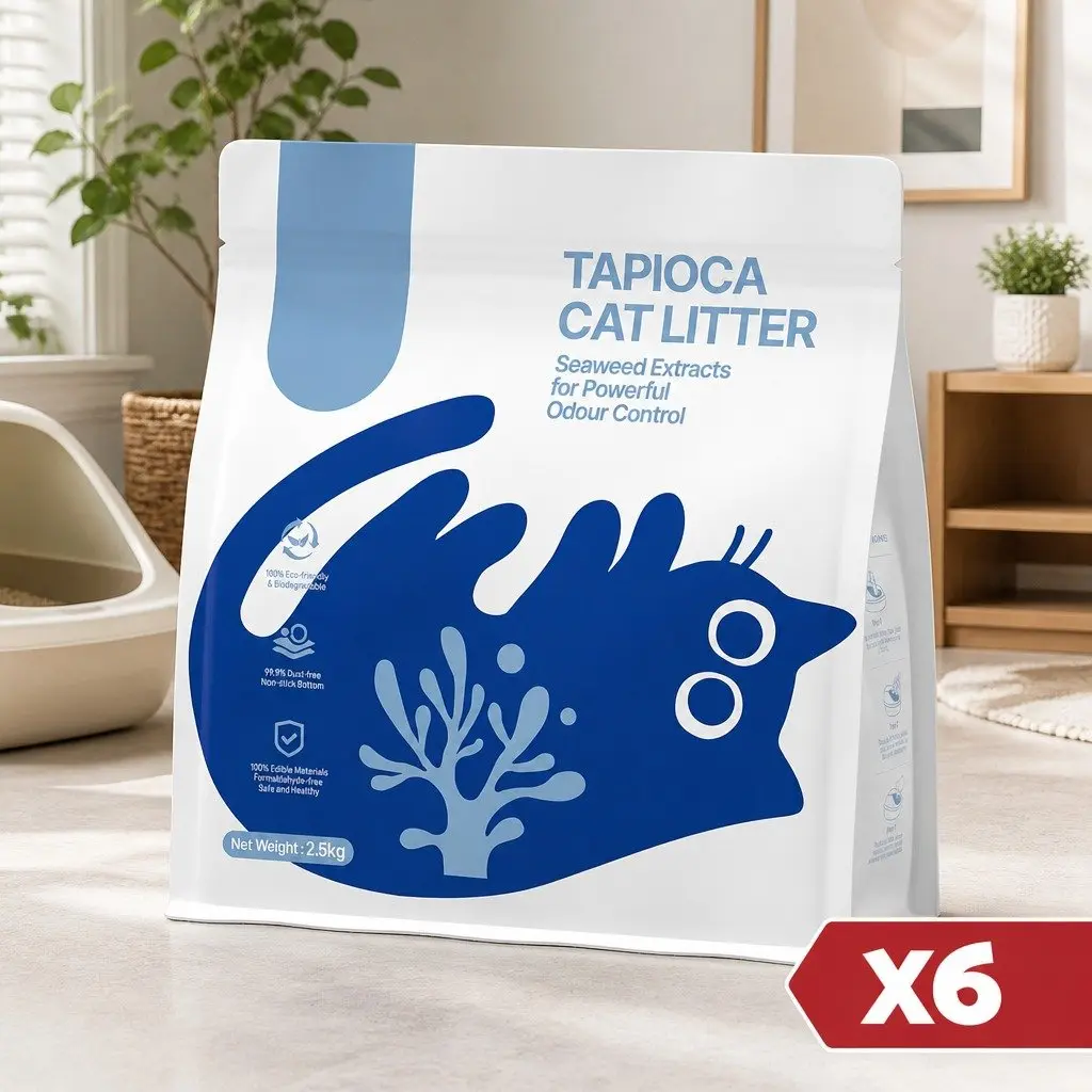 Tapioca-Based Cat Litter 15kg 6 Pack for Easy Care