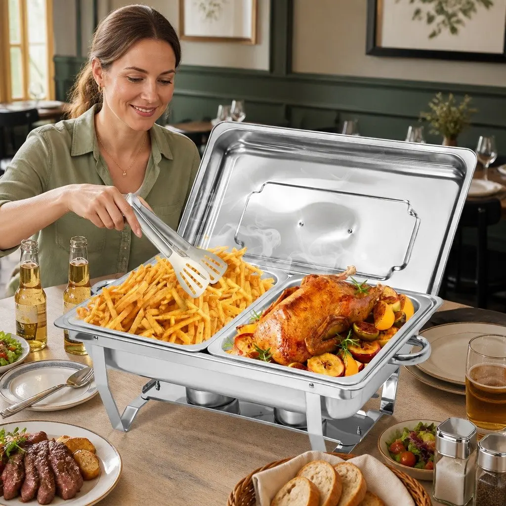 Chafing Dish Set Stainless Steel 9L Bain Marie Food Warmer Buffet Server