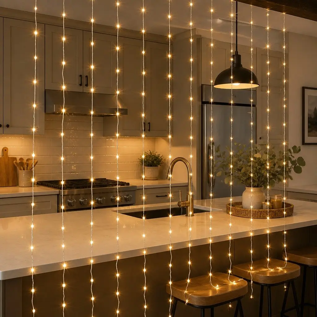 Curtain String Lights Warm White 3M x 3M 300 LED Indoor Outdoor Christmas