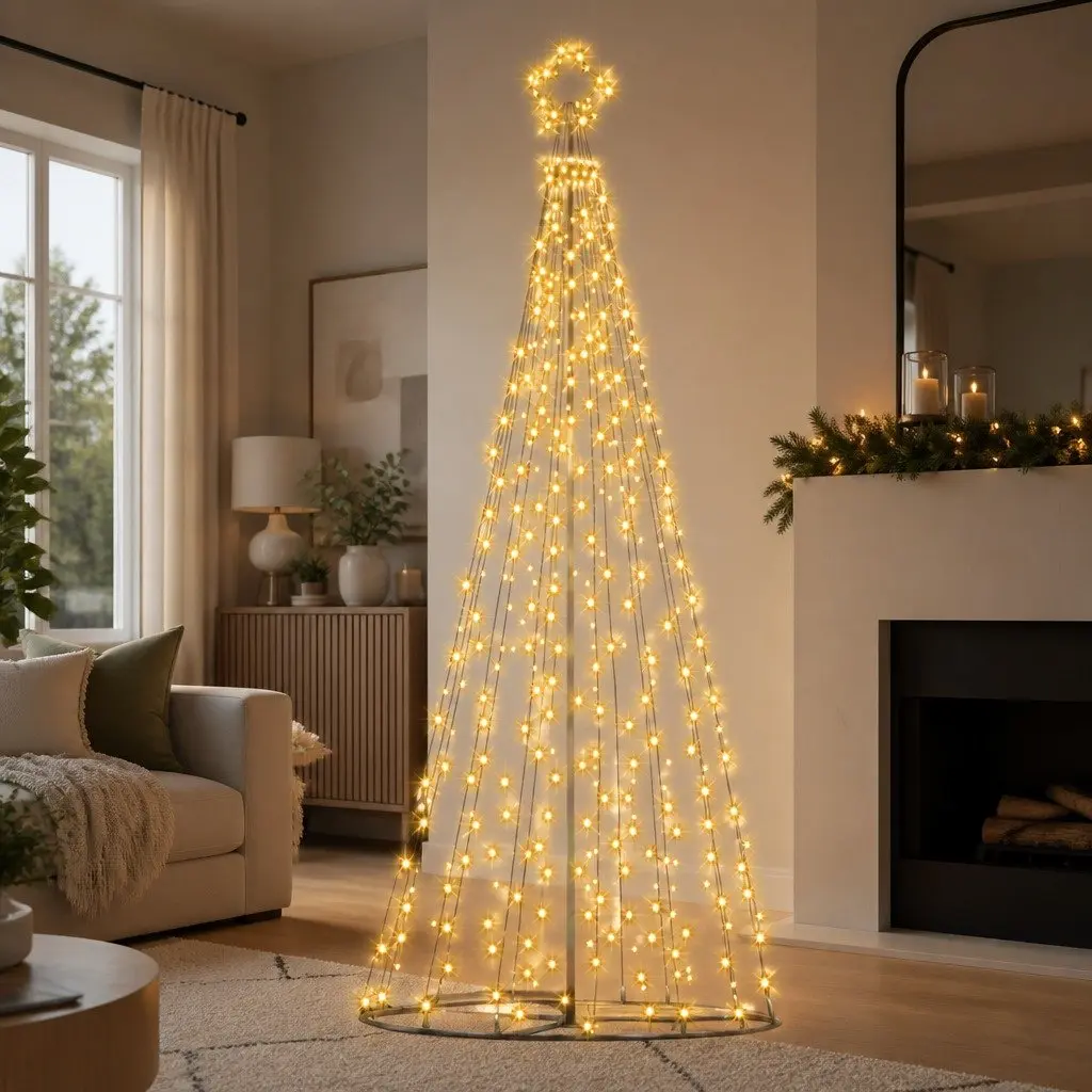 Solar LED Christmas Tree 3.6M Warm White Lights Indoor Outdoor Decoration