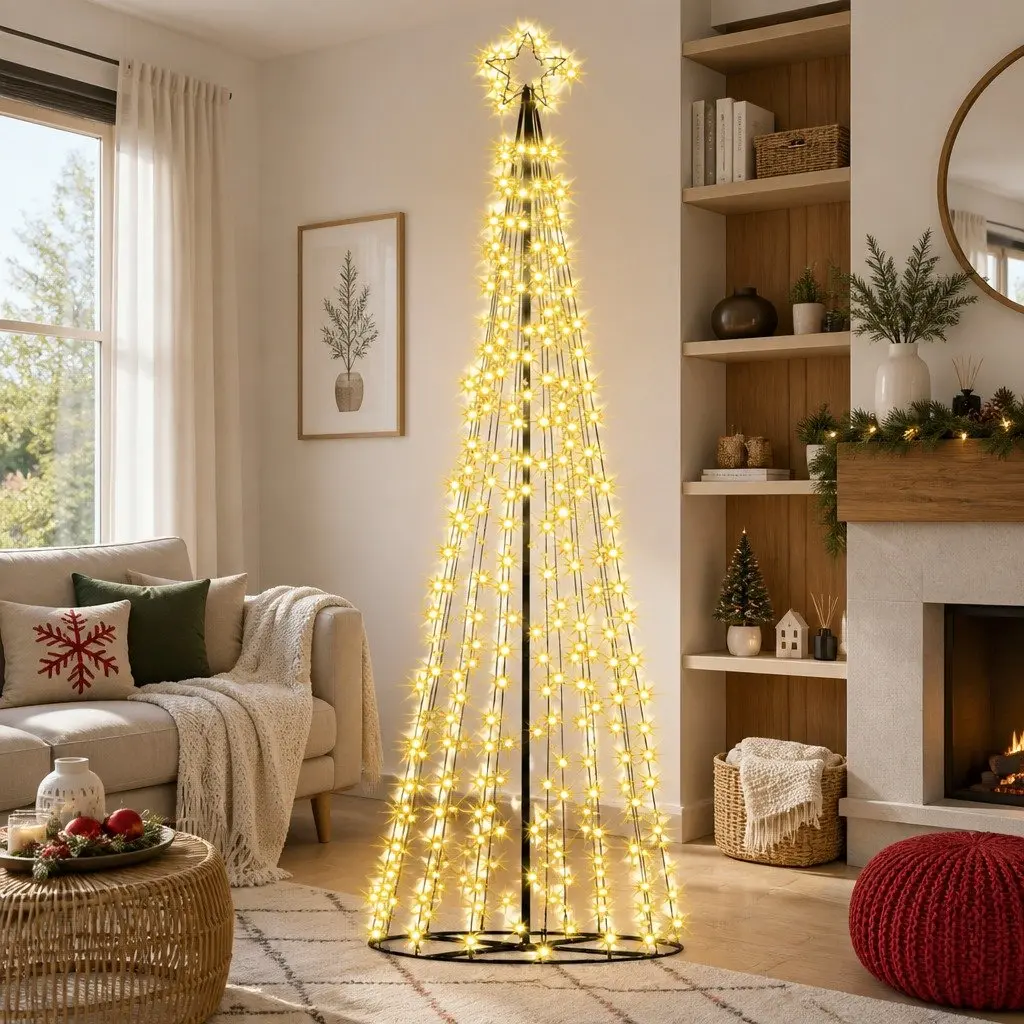 Solar LED Christmas Tree 3.6M Warm White Lights Indoor Outdoor Decoration
