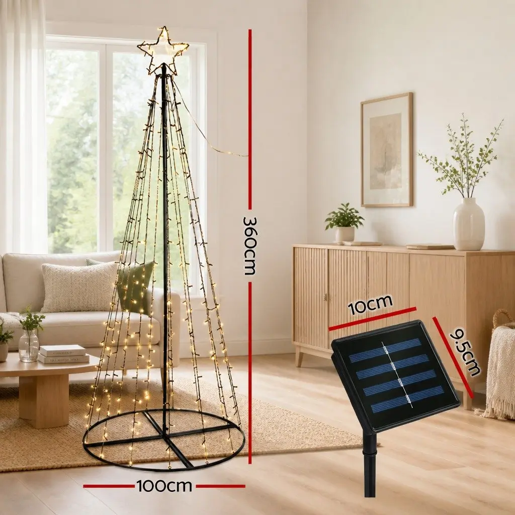 Solar LED Christmas Tree 3.6M 400 Lights Outdoor Indoor Holiday Decoration