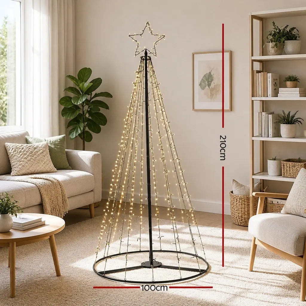 Solar Christmas Tree 2.1M LED Warm White Lights Outdoor Garden Decoration