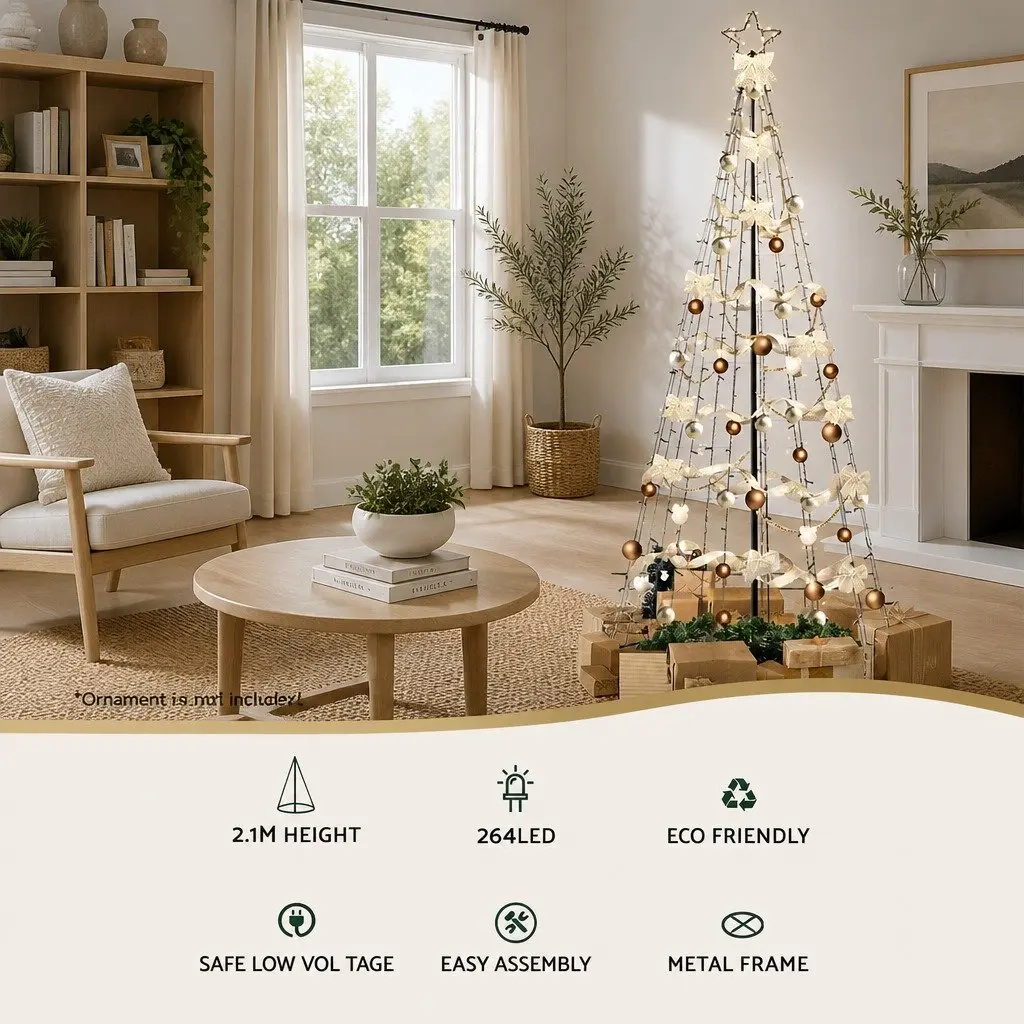 Solar Christmas Tree 2.1M LED Warm White Lights Outdoor Garden Decoration