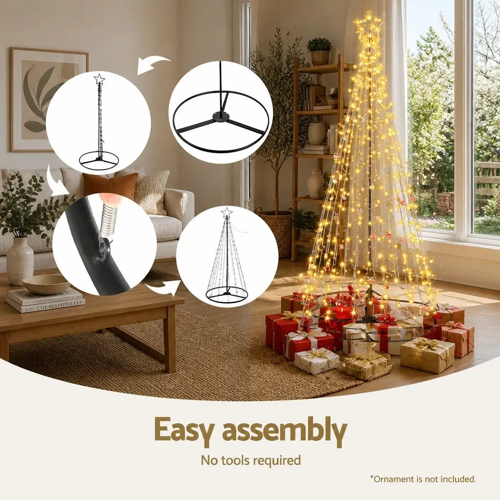 Solar Christmas Tree 2.1M LED Warm White Lights Outdoor Garden Decoration
