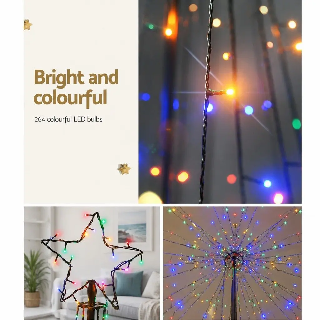 Solar Christmas Tree 2.1M 264 LED Multi Colour Outdoor Indoor Xmas Decoration