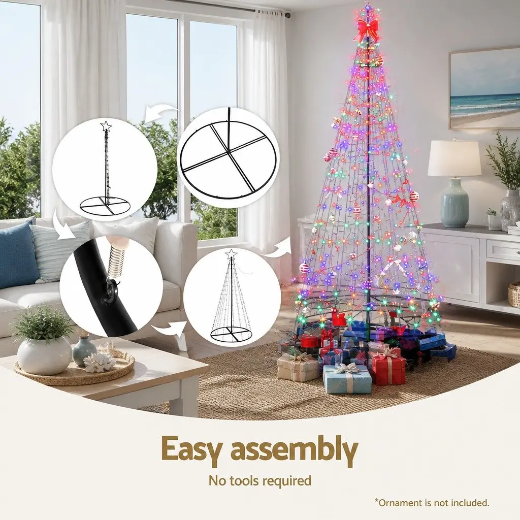 Solar Christmas Tree 2.1M 264 LED Multi Colour Outdoor Indoor Xmas Decoration