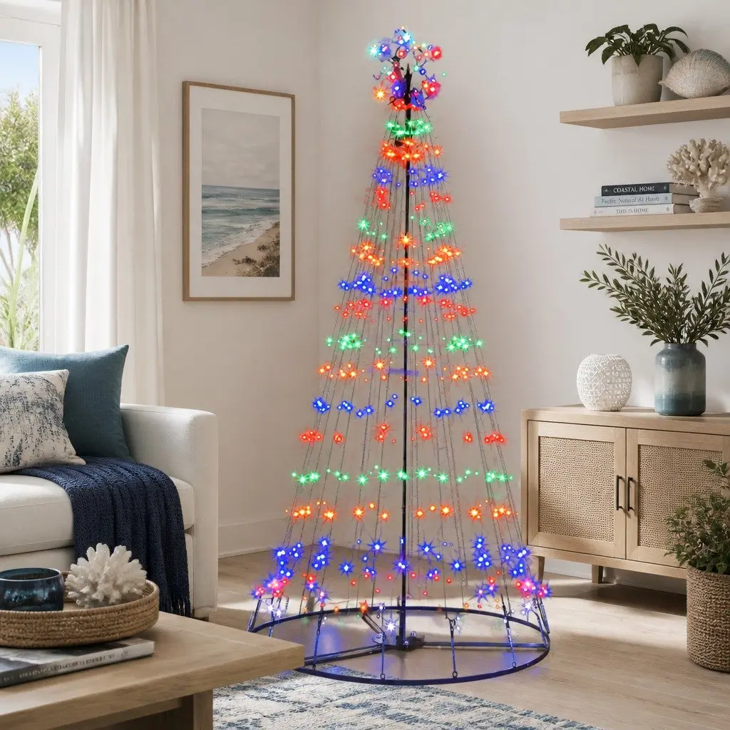 Solar Christmas Tree 2.1M 264 LED Multi Colour Outdoor Indoor Xmas Decoration