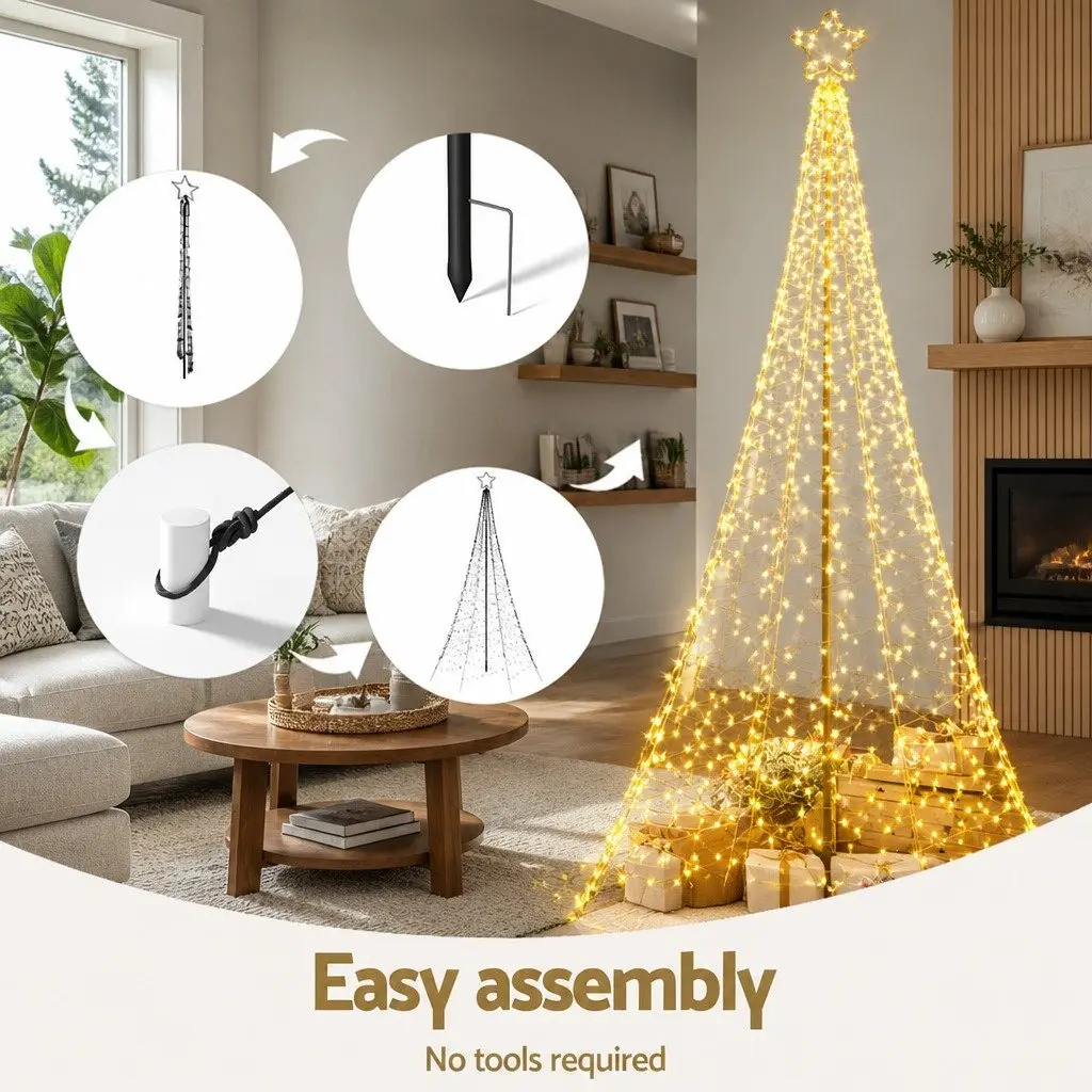 Pre-lit Christmas Tree Solar Powered 3.6M 800 LED Warm White Outdoor Decoration