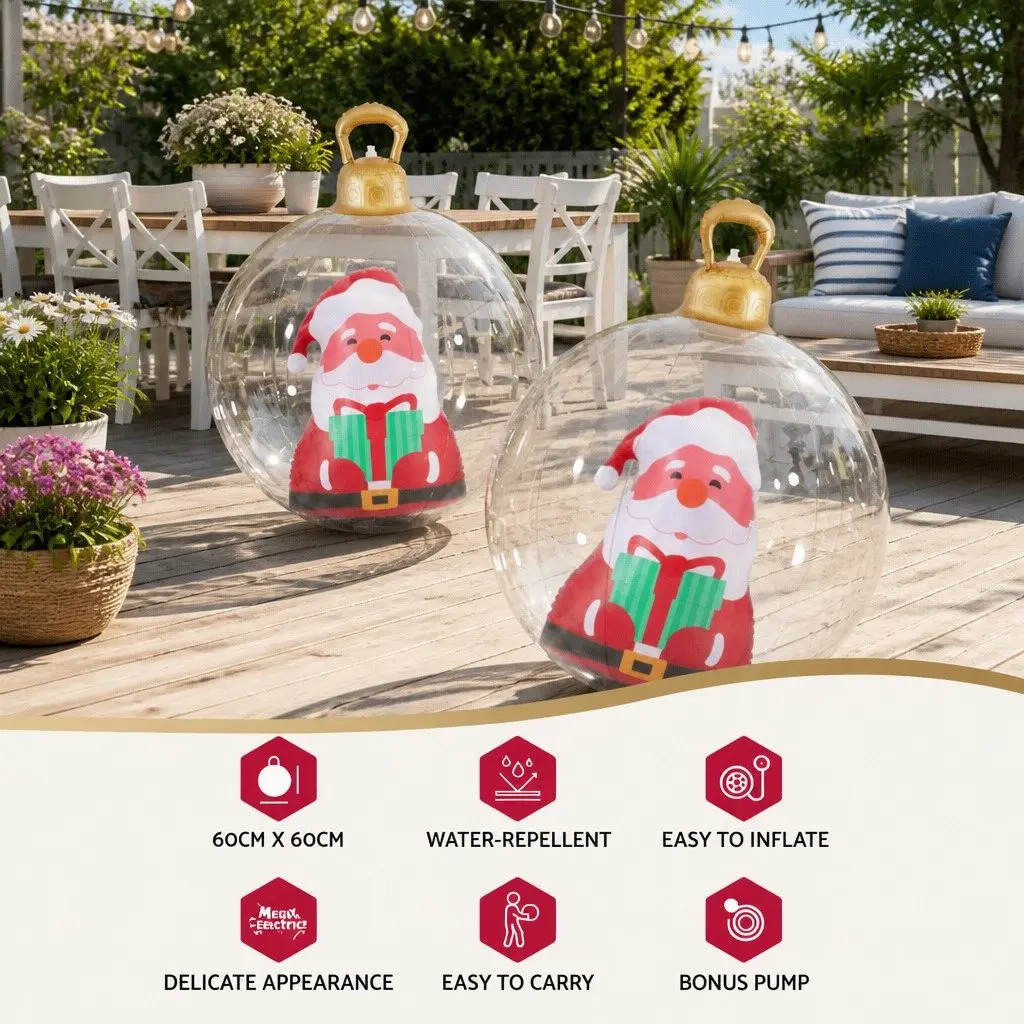 Inflatable Christmas Bauble Water-repellent PVC 60cm Outdoor Decoration