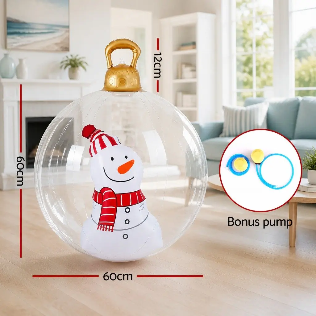 Inflatable Christmas Ball Snowman Decoration 60cm Outdoor Festive