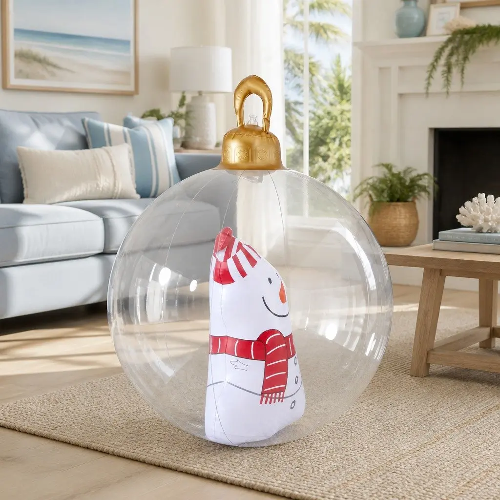 Inflatable Christmas Ball Snowman Decoration 60cm Outdoor Festive