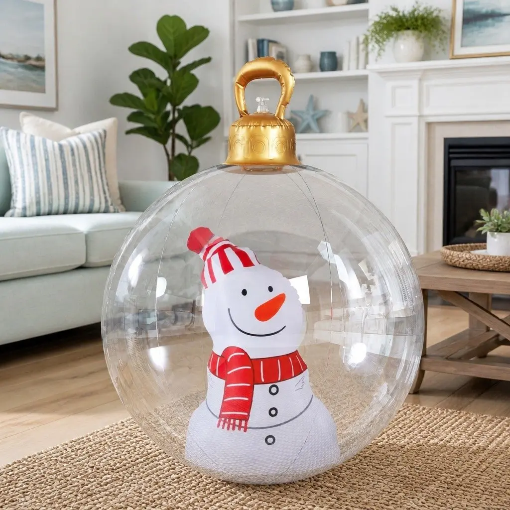 Inflatable Christmas Ball Snowman Decoration 60cm Outdoor Festive