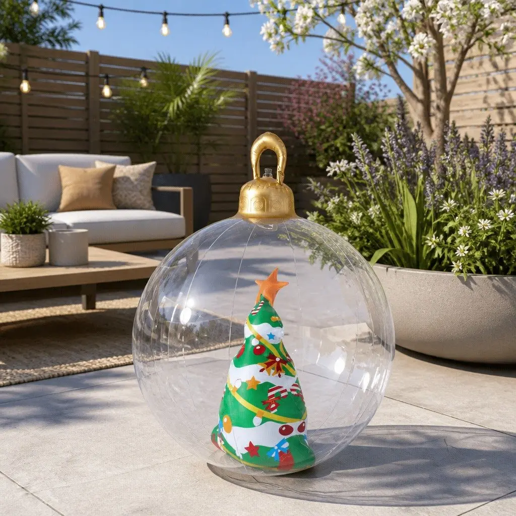 Christmas Inflatable Ball Transparent 60cm Giant Bauble Outdoor Tree Decoration