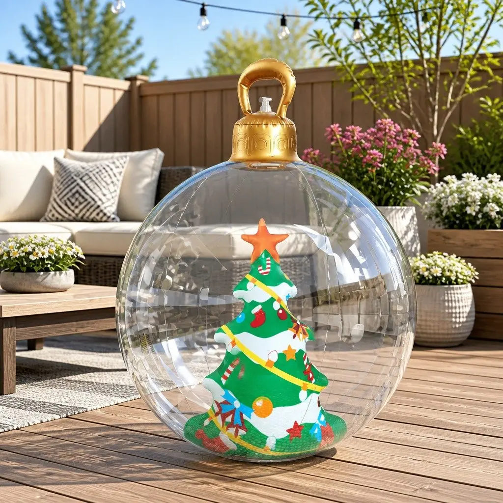 Christmas Inflatable Ball Transparent 60cm Giant Bauble Outdoor Tree Decoration