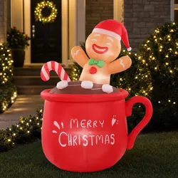 1.8M Christmas Inflatable Cup with LED Lighting