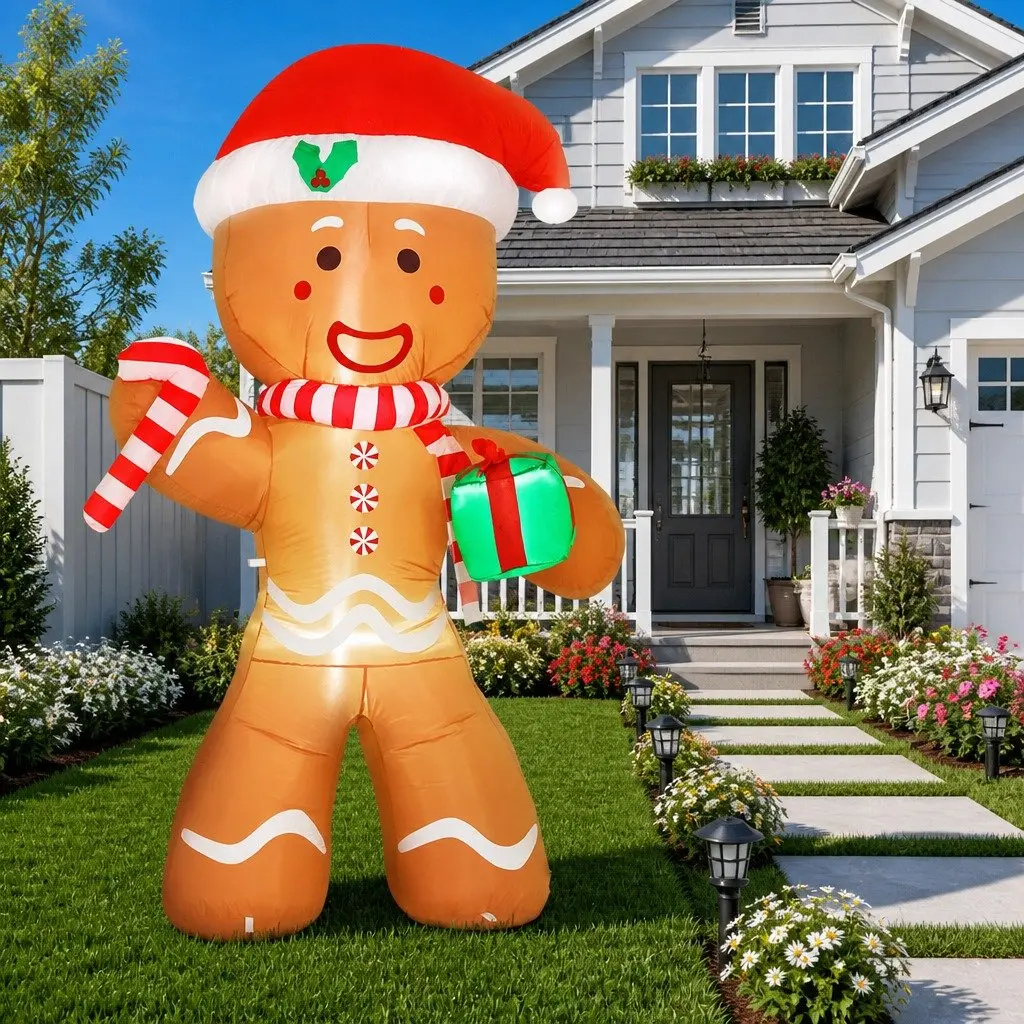 Christmas Inflatable Gingerbread Man 2.4M LED Illuminated Outdoor Indoor