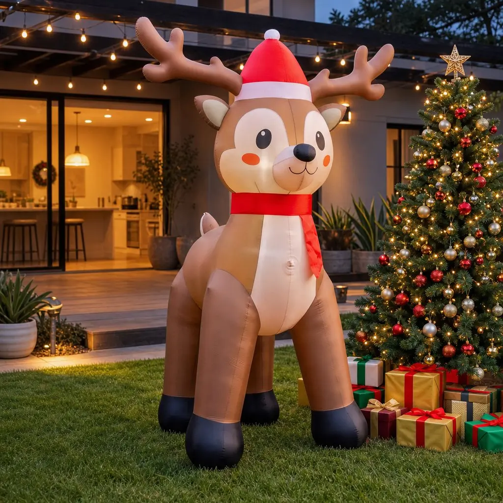 Christmas Inflatable Reindeer 2.5M Outdoor Indoor Illuminated Decorations LED