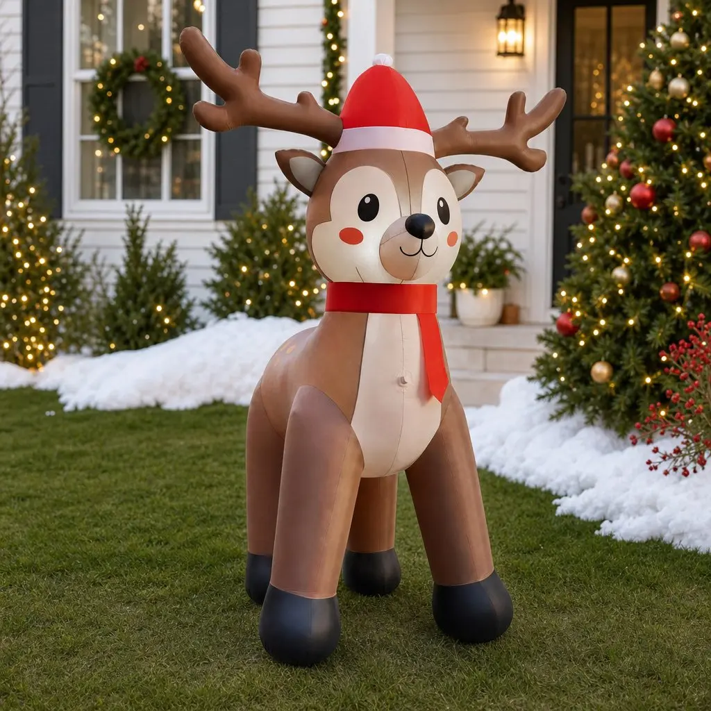 Christmas Inflatable Reindeer 2.5M Outdoor Indoor Illuminated Decorations LED